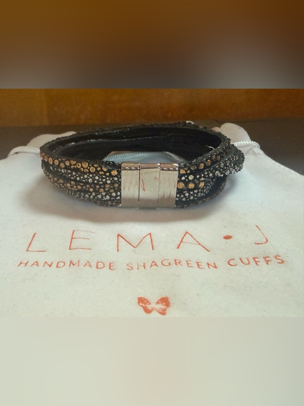 Lema J Design Handmade Shagreen Stingray Cuff Bracelet – Multi-Strand